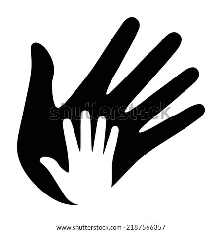 Child adoption or child giving a high five to dad flat vector icon for apps and website