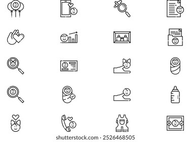 Child adoption icons collection is a vector illustration with editable stroke.