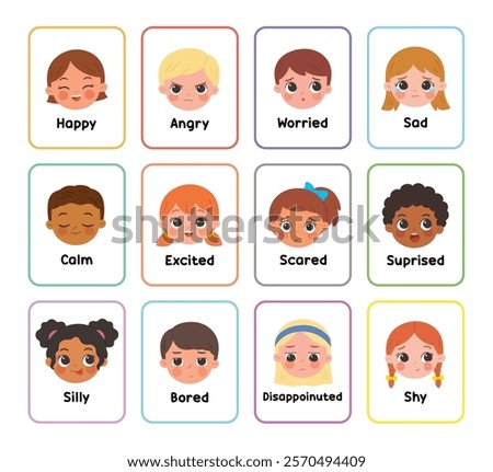 The Child Affective Facial Expression set.  Kids with different facial expressions. How do you feel today?