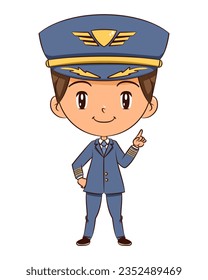 Child airplane pilot pointing up
