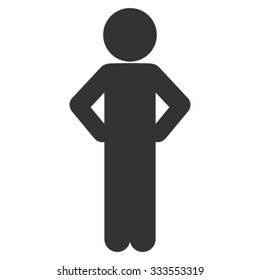 Child Akimbo vector icon. Style is flat symbol, gray color, rounded angles, white background.