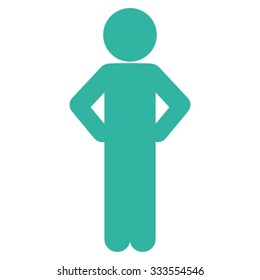 Child Akimbo vector icon. Style is flat symbol, cyan color, rounded angles, white background.
