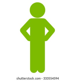 Child Akimbo vector icon. Style is flat symbol, eco green color, rounded angles, white background.