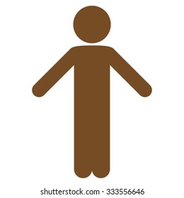Child Apology vector icon. Style is flat symbol, brown color, rounded angles, white background.