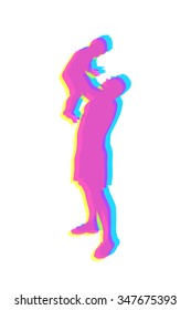 A child in the arms of his father. Vector