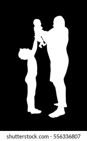 The child in the arms of his father. Vector