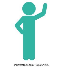 Child Assurance vector icon. Style is flat symbol, cyan color, rounded angles, white background.