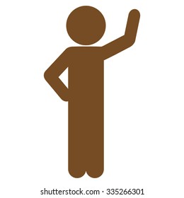 Child Assurance vector icon. Style is flat symbol, brown color, rounded angles, white background.