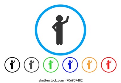 Child Assurance vector rounded icon. Image style is a flat gray icon symbol inside a blue circle. Additional color variants are grey, black, blue, green, red, orange.