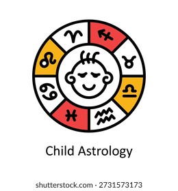 Ícones de contorno preenchidos de vetor de astrologia infantil. Arquivo EPS 10