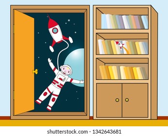 child astronaut illustration
