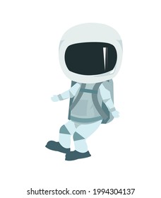 Child astronaut in a spacesuit. Kid. Children's illustration. Flat style. Cartoon design. Isolated on white background. Vector