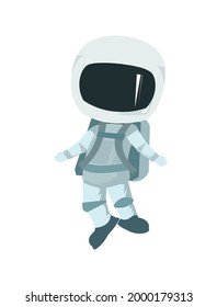 Child astronaut in a spacesuit. Kid. Children's illustration. Flat style. Cartoon design. Isolated on white background. Vector