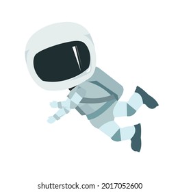 Child astronaut in a spacesuit. Kid. Children's illustration. Flat style. Cartoon design. Isolated on white background. Vector