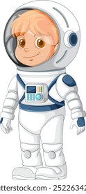 Child in astronaut suit smiling confidently