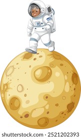 Child astronaut walking on the moon's surface
