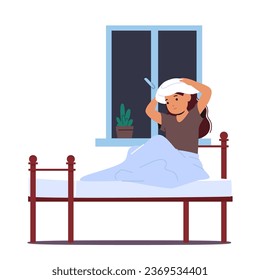 Child With Autism Battling Insomnia Faces Sleepless Nights, Impacting Wellbeing. Support is Vital To Promote Restful Sleep And Improve Quality Of Life. Character Cartoon People Vector Illustration