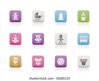 Child, Baby and Baby Online Shop Icons - Vector Icon Set
