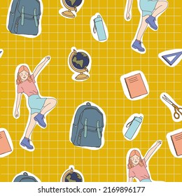 child back to school theme pattern with yellow background