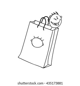 a child in a bag