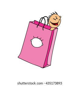 a child in a bag