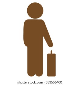 Child Baggage vector icon. Style is flat symbol, brown color, rounded angles, white background.