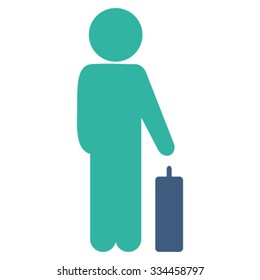 Child Baggage vector icon. Style is bicolor flat symbol, cobalt and cyan colors, rounded angles, white background.