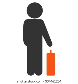 Child Baggage vector icon. Style is bicolor flat symbol, orange and gray colors, rounded angles, white background.