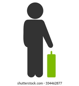 Child Baggage vector icon. Style is bicolor flat symbol, eco green and gray colors, rounded angles, white background.
