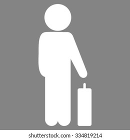 Child Baggage vector icon. Style is flat symbol, white color, rounded angles, gray background.