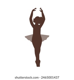 A child ballerina silhouette captured mid-pose. This vector illustration showcases youthful grace and discipline in ballet.