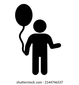 Child With Balloon Flat Icon Isolated On White Background