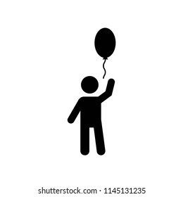 Child with a balloon icon vector icon. Simple element illustration. Child with a balloon symbol design. Can be used for web and mobile.