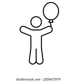 Kind mit Ballon Outline-Vektorsymbol, das leicht modifizieren oder bearbeiten kann

