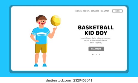 child basketball kid boy vector. play player, basket athlete, competition lifestyle child basketball kid boy web flat cartoon illustration