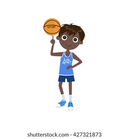 Child Basketball Player Simple Design Illustration In Cute Fun Cartoon Style Isolated On White Background