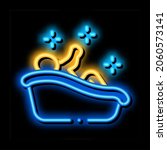 child bathing neon light sign vector. Glowing bright icon child bathing sign. transparent symbol illustration