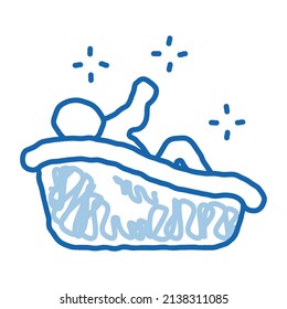 child bathing sketch icon vector. Hand drawn blue doodle line art child bathing sign. isolated symbol illustration