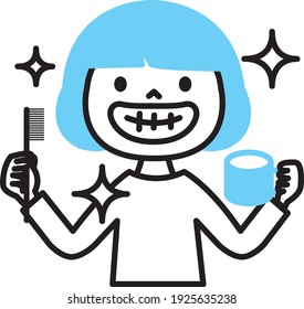 Un niño con dientes bellamente cepillados 