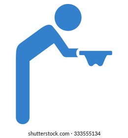 Child Beggar vector icon. Style is flat symbol, cobalt color, rounded angles, white background.
