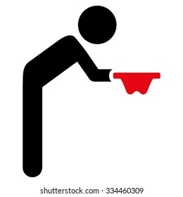 Child Beggar vector icon. Style is bicolor flat symbol, intensive red and black colors, rounded angles, white background.