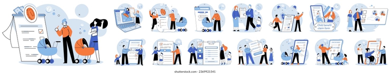 Child benefit. Vector illustration. The child benefit metaphor symbolizes importance financial assistance for children Child benefits act as helping hand to families in need financial support