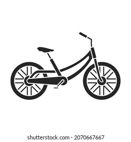 Child bicycle isolated black icon. Vector illustration children bike on white background. Vector black icon child bicycle.