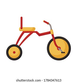 Child bicycle isolated cartoon icon. Vector illustration children bike on white background. Vector cartoon icon child bicycle.