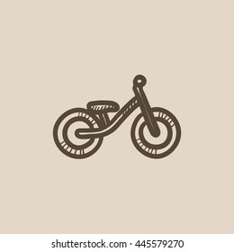 Child bike vector sketch icon isolated on background. Hand drawn Child bike icon. Child bike sketch icon for infographic, website or app.