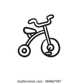 Child Bike Vector Sketch Icon Isolated On Background. Hand Drawn Child Bike Icon. Child Bike Sketch Icon For Infographic, Website Or App.