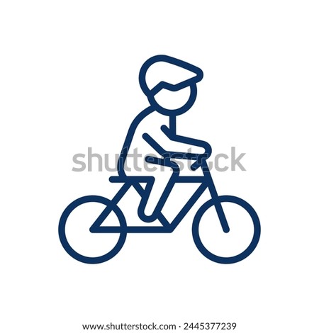 Child Biking Icon. Simple Line Illustration of a Kid Riding a Bicycle, Denoting Outdoor Activities, Physical Health, and Childhood Joy.