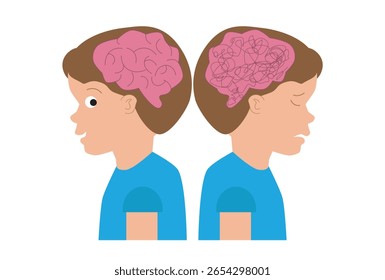 Uma criança com transtorno bipolar, mente que pode ser descrita como tendo um rosto duplo, personalidade dividida e transtorno de humor