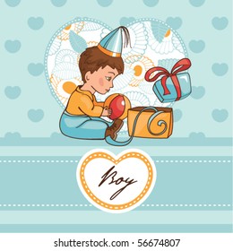 Child with a birthday present