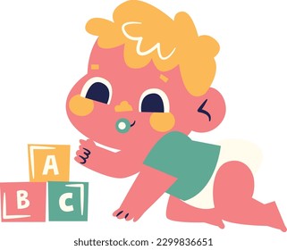 child with blocks. children playing with a toy. children set. Children day. vector design
